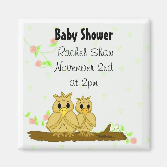 Aimant Faire-part de Baby shower Lovebirds (Devant)