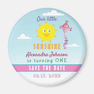 Aimant Faire-part de date de 1er anniversaire avec un sol