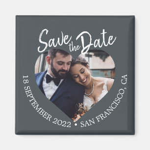 Aimant Faire part de date de mariage moderne avec photo n