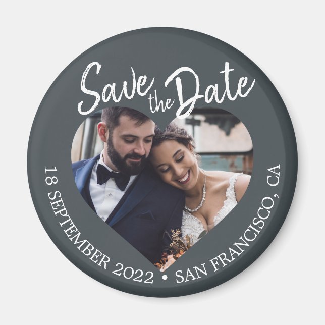 Aimant Faire part de date de mariage moderne photo noir f (Devant)