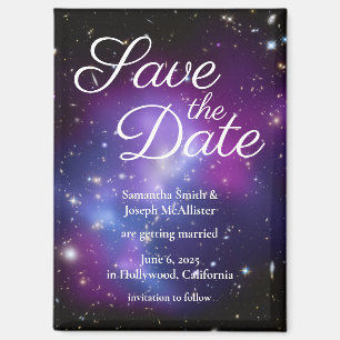 Aimant Faire part de date de mariage photo espace violet