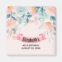 Faire-part de date de naissance avec bordure flora