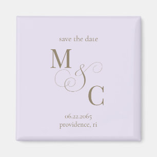 Aimant Faire-part de mariage à monogramme en lavande pâle
