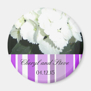 Aimant Faire-part de mariage blanc et violet