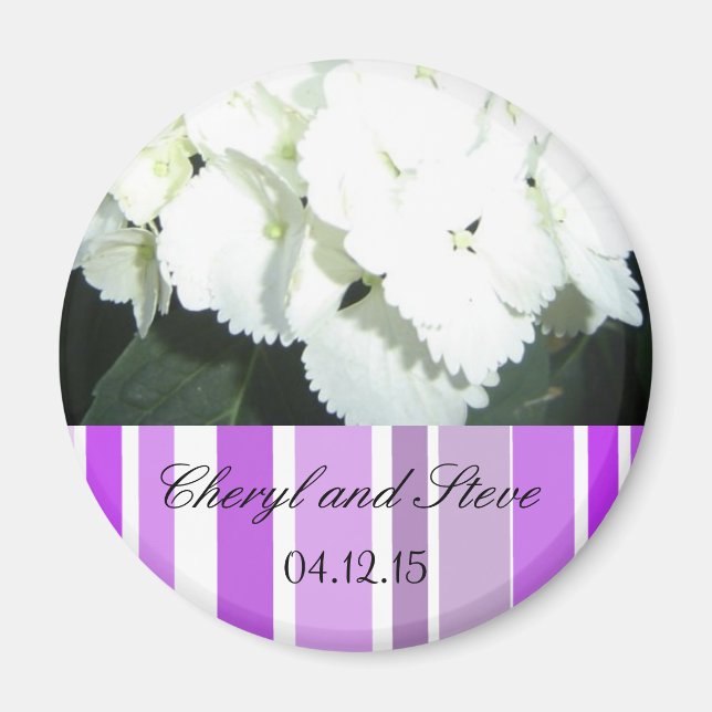 Aimant Faire-part de mariage blanc et violet (Devant)