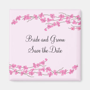 Aimant Faire-part de mariage Fleur de cerisier rose