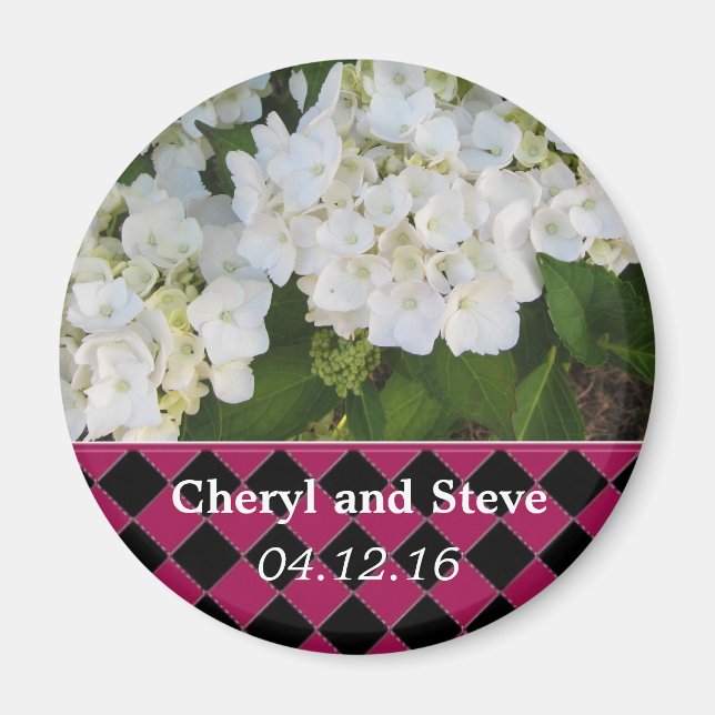 Aimant Faire-part de mariage Hydrangea blanc (Devant)