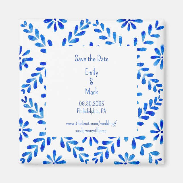 Aimant Faire-part de mariage Méditerranée Bleu (Devant)