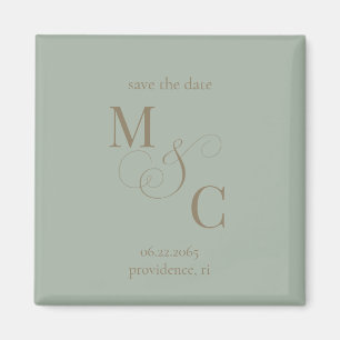 Aimant Faire-part de mariage minimaliste avec monogramme