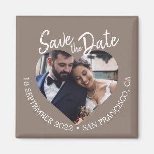Aimant Faire part de mariage moderne gris taupe photo