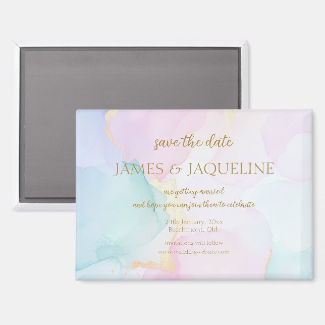 Aimant Faire-part de mariage personnalisé aquarelle paste (Recto/Verso)