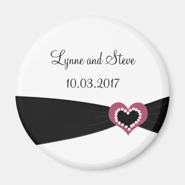 Aimant Faire part de mariage Ruban Noir (Devant)