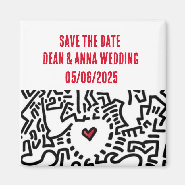 Aimant Faire-part de mariage "Save the date" cœur (Devant)