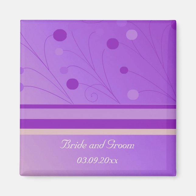 Aimant Faire-part de mariage violet capricieux (Devant)