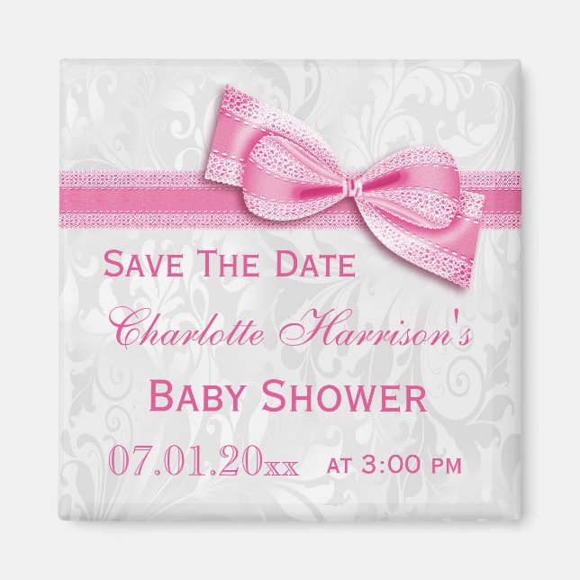 Aimant Faire part de naissance Baby Shower Dame Blanche e (Devant)