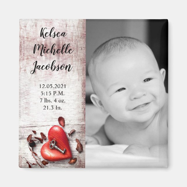 Aimant faire-part de naissance de 2 po x 2 po (Devant)