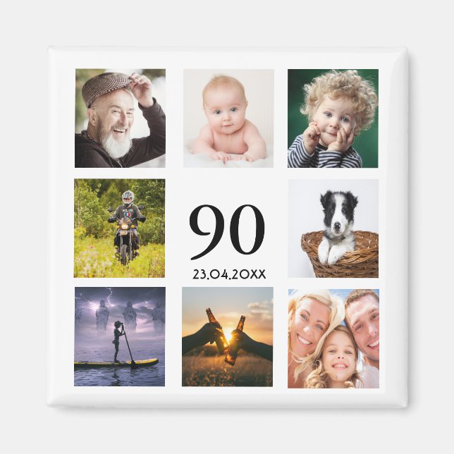Aimant faire part de photo collage pour les 90 ans (Devant)