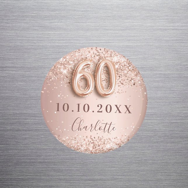 Aimant Faire part rose gold et blush pour 60e anniversair (Créateur téléchargé)