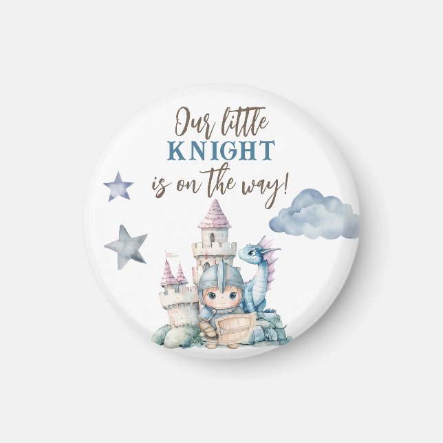 Aimant Fairytale Dreamy Dragon Blue Knight Baby shower (Devant)