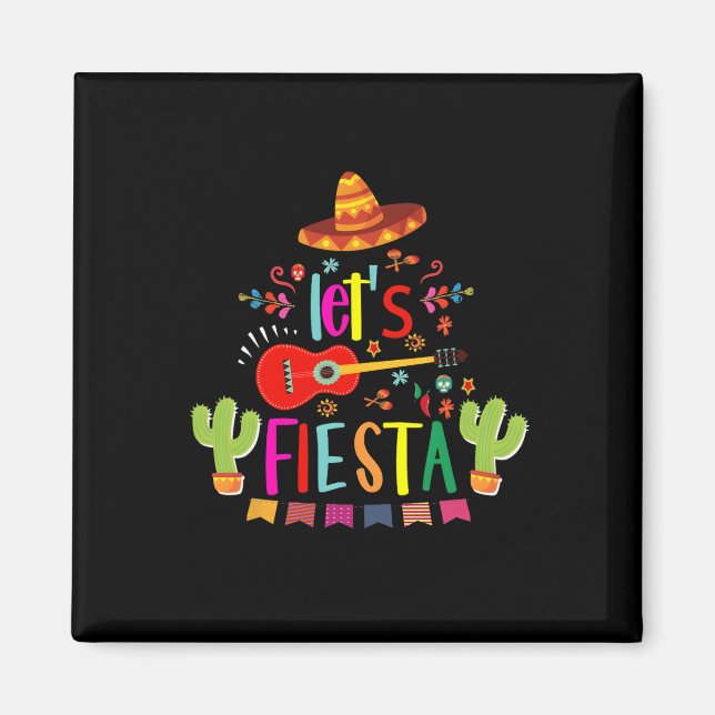 Aimant Faisons la Fête Cinco De Mayo Guitare Drôle Mexica (Devant)