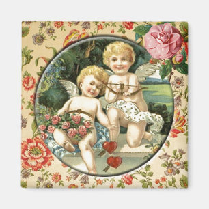 Aimant fait sur commande vintage de cupidon joyeux