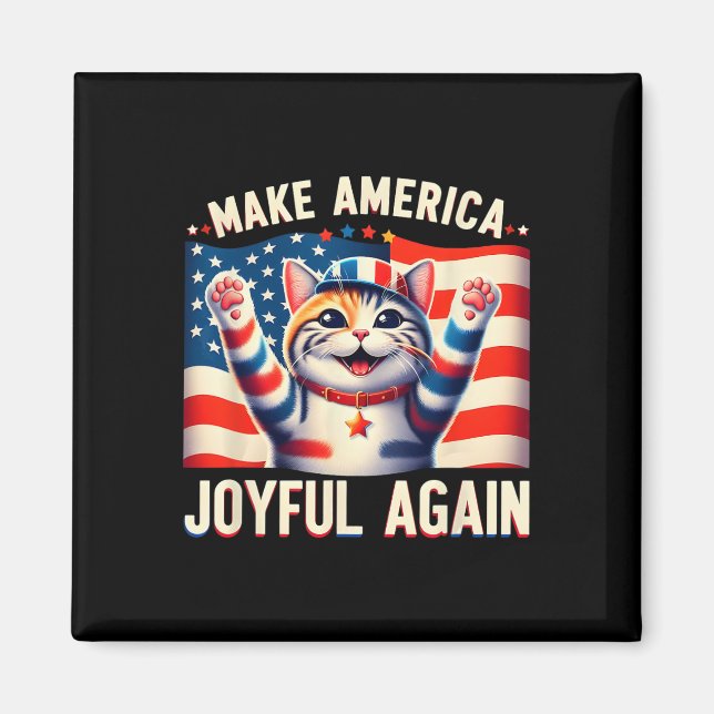 Aimant Faites à l'Amérique Joyeuse à nouveau Chat Ladies  (Devant)