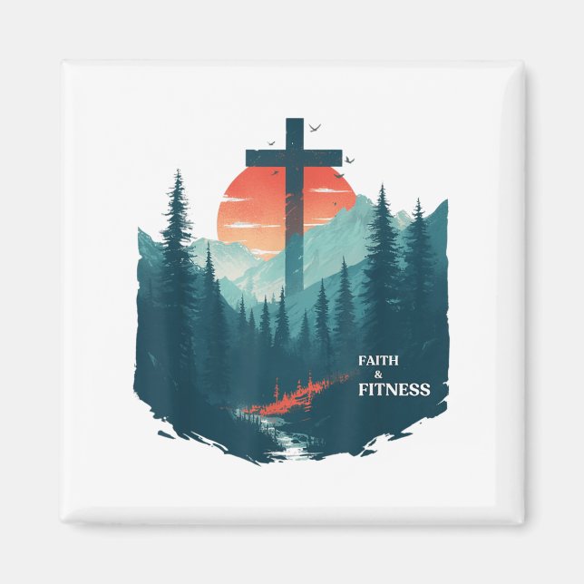 Aimant Faith &amp; Fitness Christian - Workout Motivation (Devant)