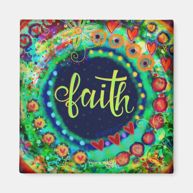 Aimant Faith Green Plutôt Amusant Floral Moderne Inspiriv (Devant)