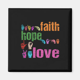 Aimant Faith Hope Love American Sign Language Christian E