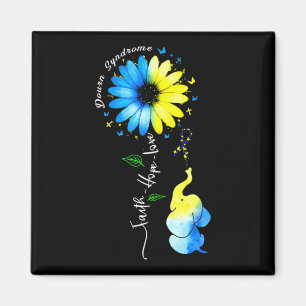 Aimant Faith Hope Love Awareness Syndrome de Down The Blu