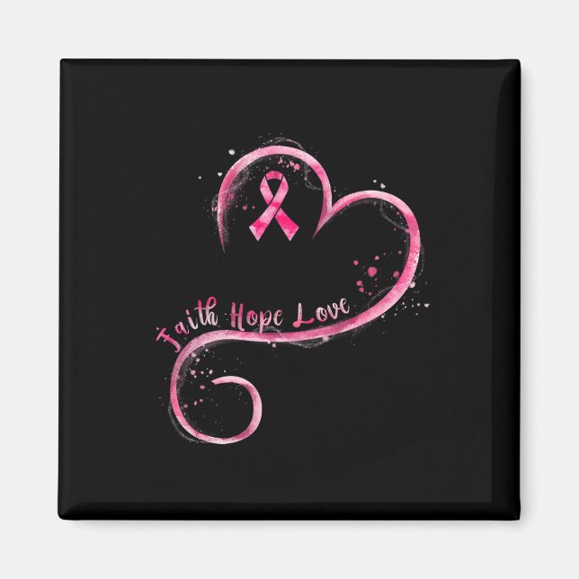 Aimant Faith Hope Love Pink Ribbon Cancer du sein Prix (Devant)