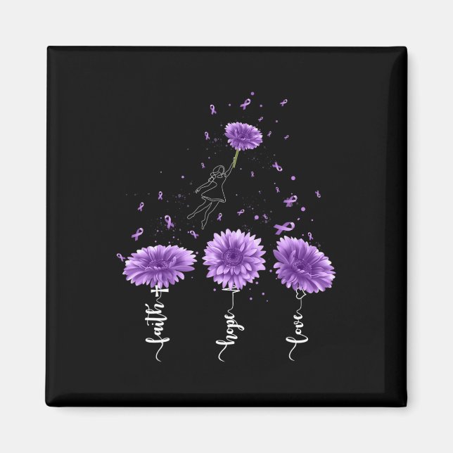 Aimant Faith Hope Love Purple Sunflower Overdose Awards (Devant)
