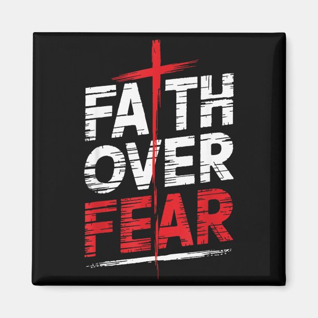 Aimant Faith Over Fear With Cross Christian Men  (Devant)