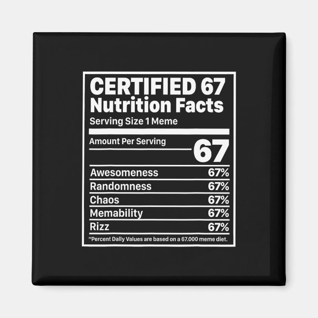 Aimant Faits nutritionnels drôles 67 Six Sept Gen Z Alpha (Devant)