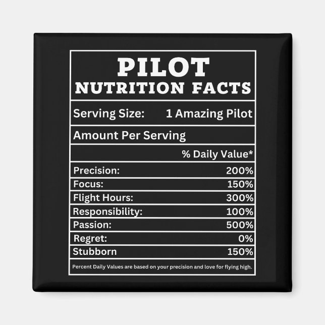 Aimant Faits Nutritionnels pour Pilote – Conception de Ca (Devant)