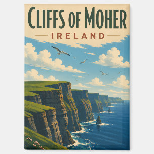 Aimant Falaises de Moher Irlande Voyage Vintage Côte Irla