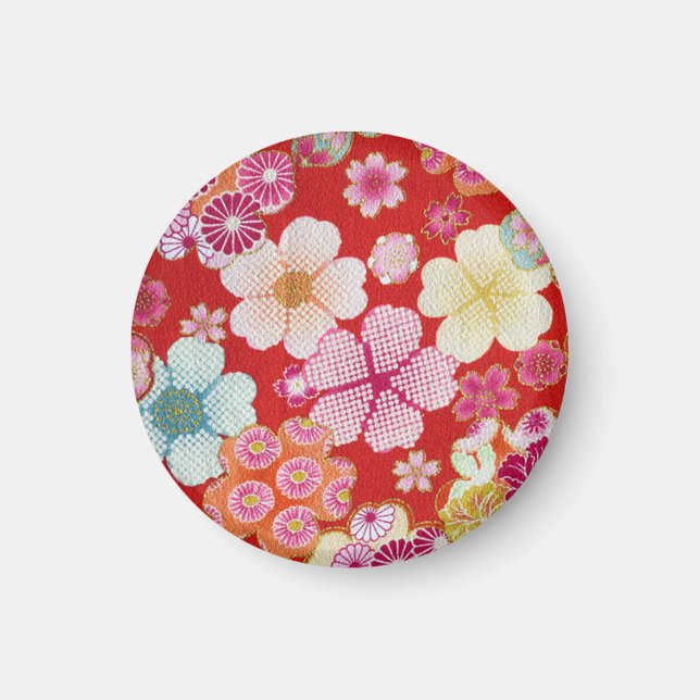 Aimant Falln Crimson Floral Chirimen (Devant)