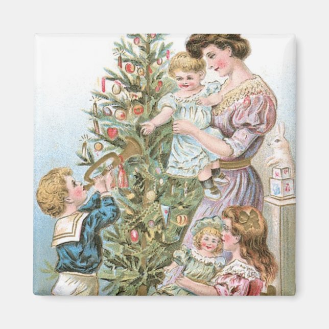 Aimant Famille avec arbre de Noël (Devant)