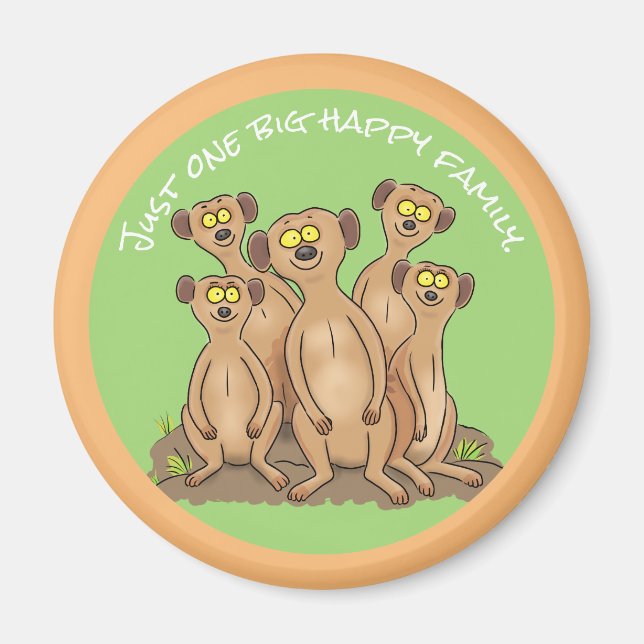 Aimant Famille de caricatures de Meerkat (Devant)