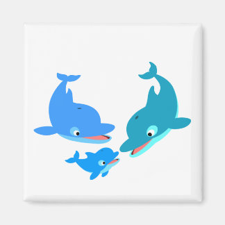 Aimant Famille de dauphins de caricature mignonne