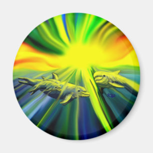 Aimant Famille de dauphins sous le soleil