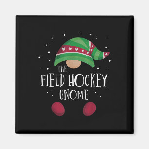 Aimant Famille de gnome de hockey sur gazon à Noël appari