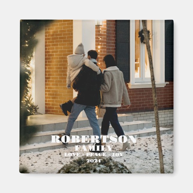 Aimant Famille de Noël personnalisée personnalisée élégan (Devant)