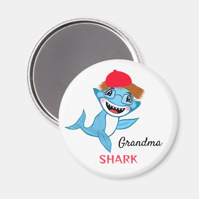 Aimant Famille de Requins Heureuse Grand-mère Requin (Recto/Verso)