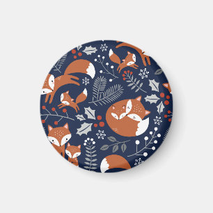 Aimant Famille Fox : motif vintage sans soudure.