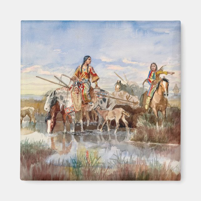 Aimant Famille indienne avec Travois, 1897 par Russell (Devant)