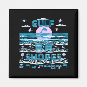 Aimant Famille mignonne amoureuse des dauphins Gulf Shore