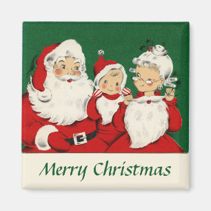 Aimant Famille Père Noël vintage