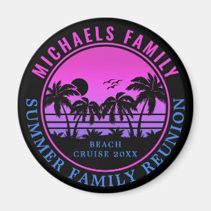 Aimant Famille Reunion Beach Cruise Sunset Vacation 60s