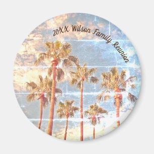 Aimant Famille Réunion Faded Photo Palm Trees Island